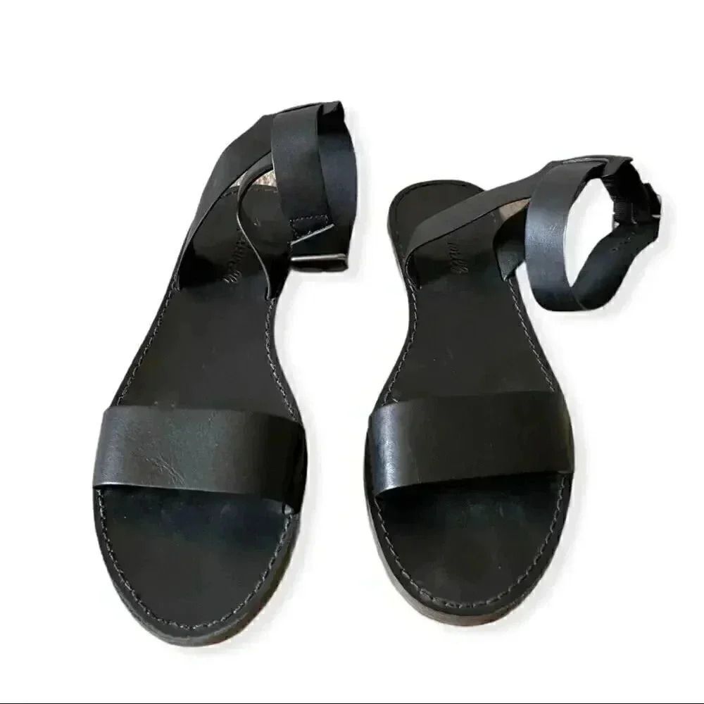 Madewell The Boardwalk Leather Ankle-Strap Black Sandal Sz 6.5 - Picture 3 of 7